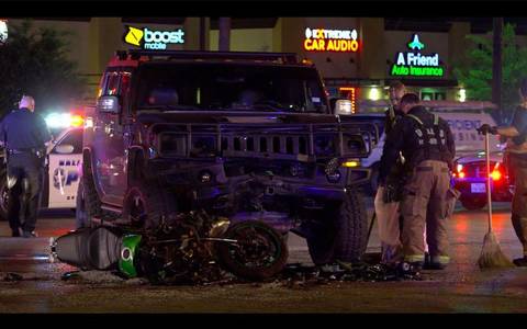 Hummer Car Accident crash with Motorcycle